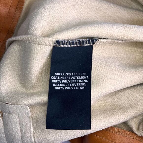 7 For All Mankind Camel Faux Leather Lined Front Stitched Leather PantSize Large - Picture 7 of 14